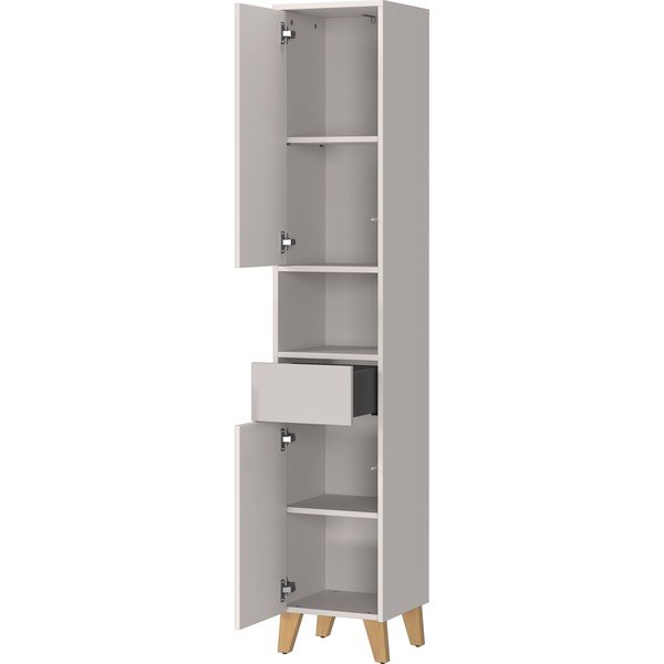 Kremno bela visoka kopalniška omarica v mat dekorju 33x181 cm Arnea – Germania-image-3