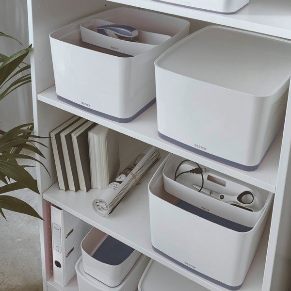 Bela škatla za shranjevanje s pokrovom Leitz Office, prostornina 18 l-image-1