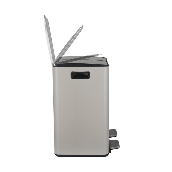 Sivorjav jeklen koš za smeti za ločevanje odpadkov s pedalom 2x20 l Aliya – Spirella-image-4