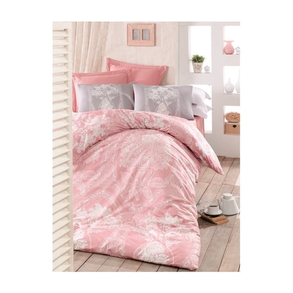 Roza posteljnina za zakonsko posteljo Lili, 200 x 220 cm