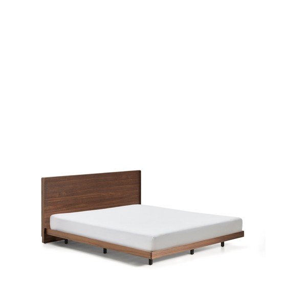 Rjava zakonska postelja iz masivne breze z letvenim dnom 160x200 cm Norlen – Kave Home-image-3