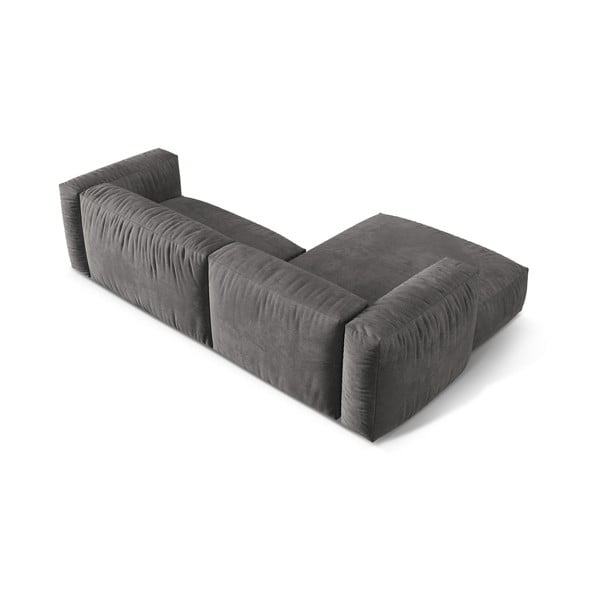 Siva žametna kotna sedežna garnitura (levi kot/z ležalnikom) Martina – Micadoni -image-3