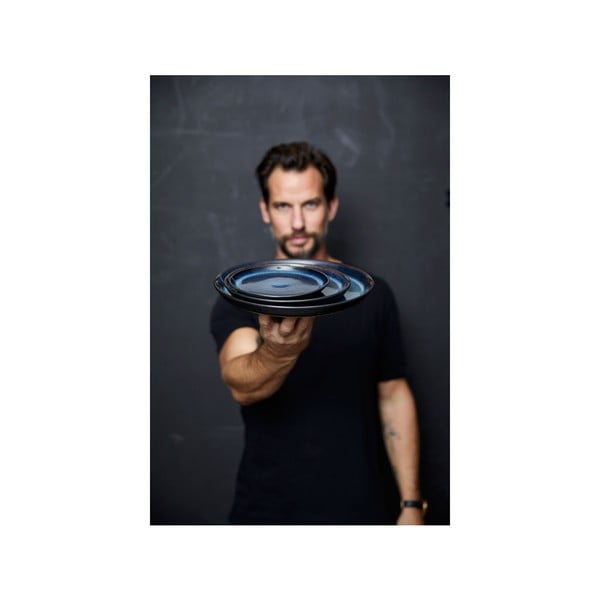 Črn/moder desertni krožnik iz kamenine ø 17 cm Gastro Dark Blue/Black – Bitz-image-4