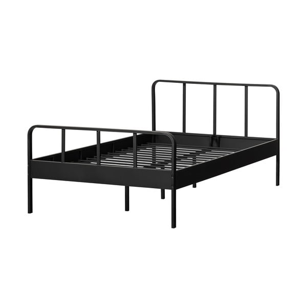 Črna kovinska postelja z letvenim dnom 120x200 cm Mees – WOOOD