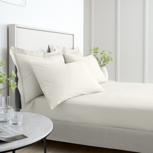 Kremno bela napenjalna rjuha iz bombažnega perkala 90x190 cm Cotton Percale – Bianca-image-2