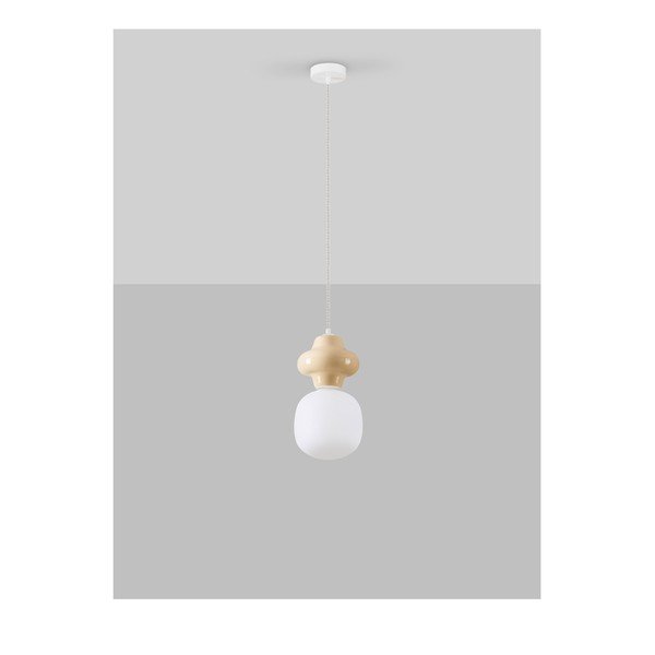 Bela/kremno bela keramična viseča svetilka s steklenim senčilom ø 18 cm Clio – Nova Luce-image-3