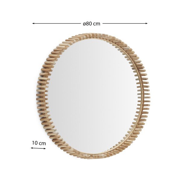 Stensko ogledalo z lesenim okvirjem ø 80 cm Polke – Kave Home-image-4