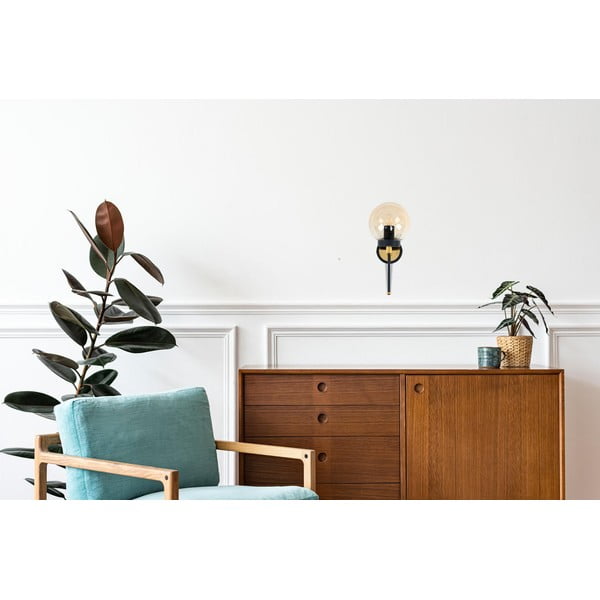 Črna/zlata stenska svetilka ø 15 cm Tokyo – Squid Lighting-image-1