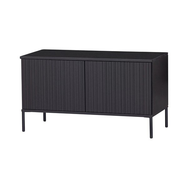 Črna TV omarica iz masivnega bora 100x56x44 cm Gravure – WOOOD-image-2