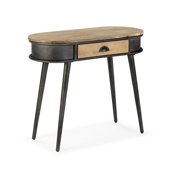 Črna/v naravni barvi stranska mizica 38x90 cm Delhi – MOME-image-1