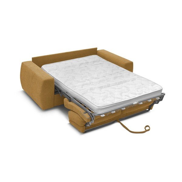 Gorčično rumena sedežna garnitura za spanje/raztegljiva iz šenilje 240 cm Hugo – Bobochic Paris-image-3