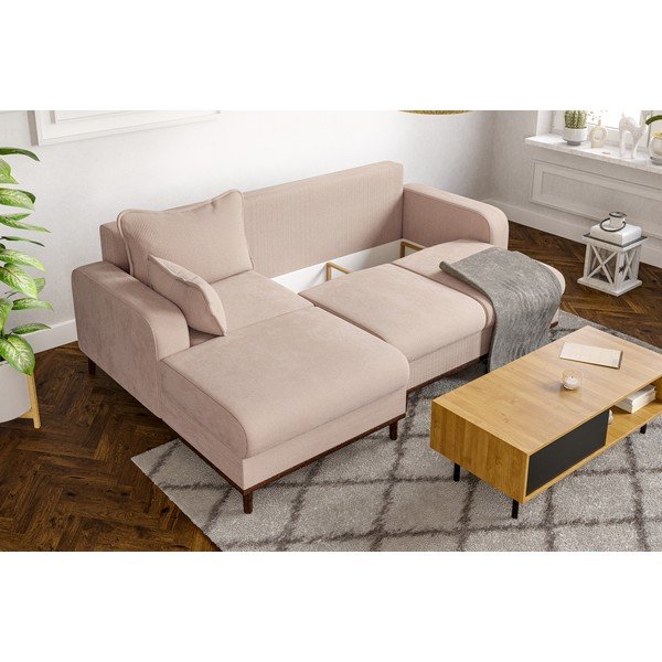 Bež kotna sedežna garnitura iz rebrastega žameta (levi kot) Beata – Ropez-image-1