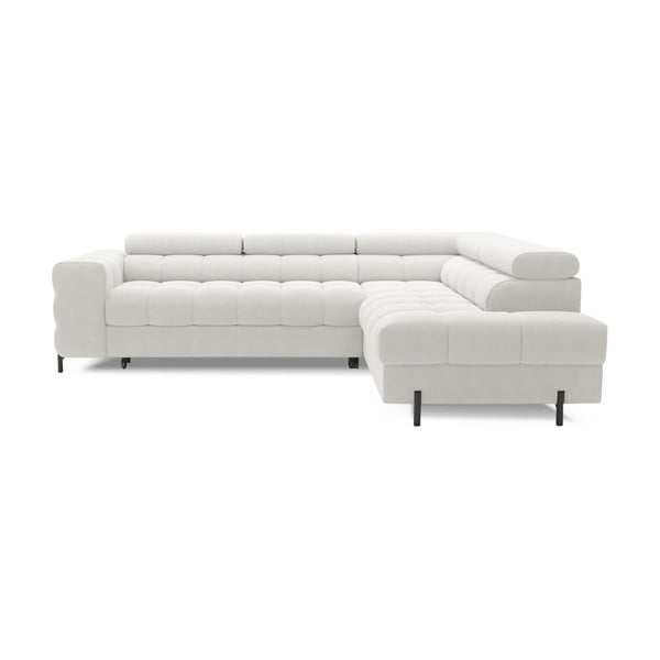 Kremno bela raztegljiva/s prostorom za shranjevanje kotna sedežna garnitura iz tkanine bouclé (desni kot/v obliki črke L) Ferucce – ELTAP-image-2