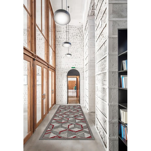 Sivo-rdeč tekač Floorita Hypnotik, 55 x 140 cm-image-1