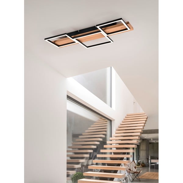 LED zatemnitvena stropna svetilka v črni in naravni barvi 34x65 cm Harper – Trio-image-1
