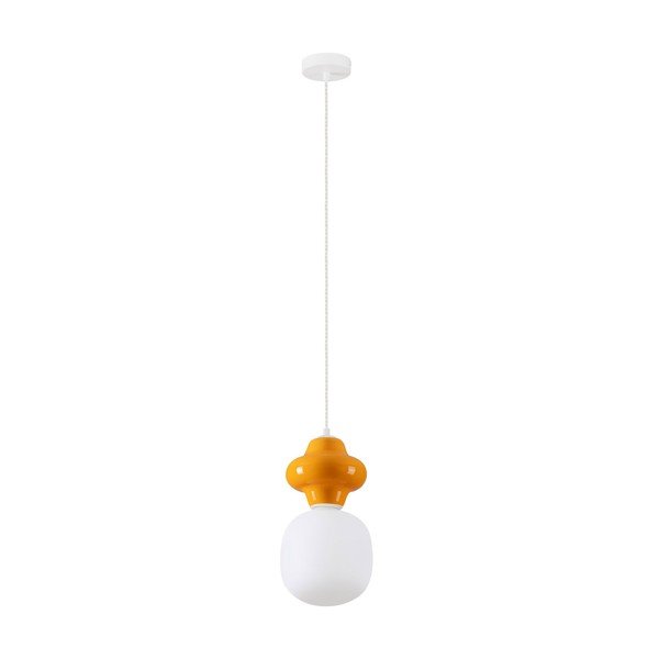 Bela/oranžna keramična viseča svetilka s steklenim senčilom ø 18 cm Clio – Nova Luce