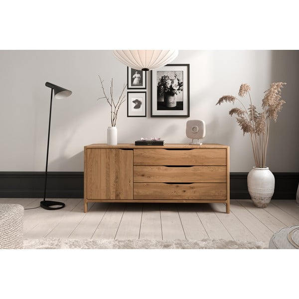Nizka komoda iz masivnega hrasta 140x64 cm Twig – The Beds-image-3