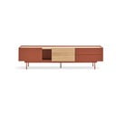 Opečnato oranžna/naravna TV omarica v hrastovem dekorju 180x45 cm Otto – Teulat