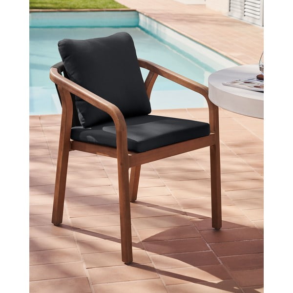 Črni/v naravni barvi vrtni stoli v kompletu 4 ks iz masivnega lesa/oblazinjeni Malaret – Kave Home-image-1