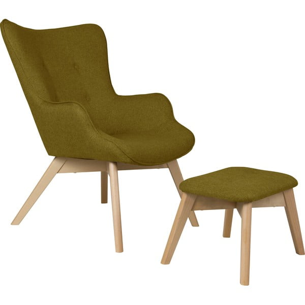 Zelen fotelj z naslonjalom za noge Niko – Ropez