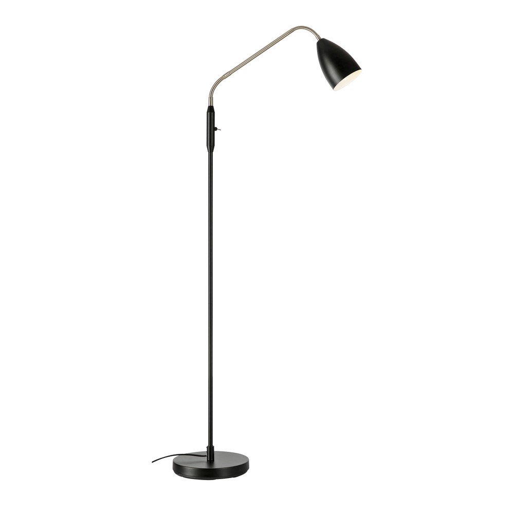 Črna LED zatemnitvena stoječa svetilka s kovinskim senčilom (višina) Patro