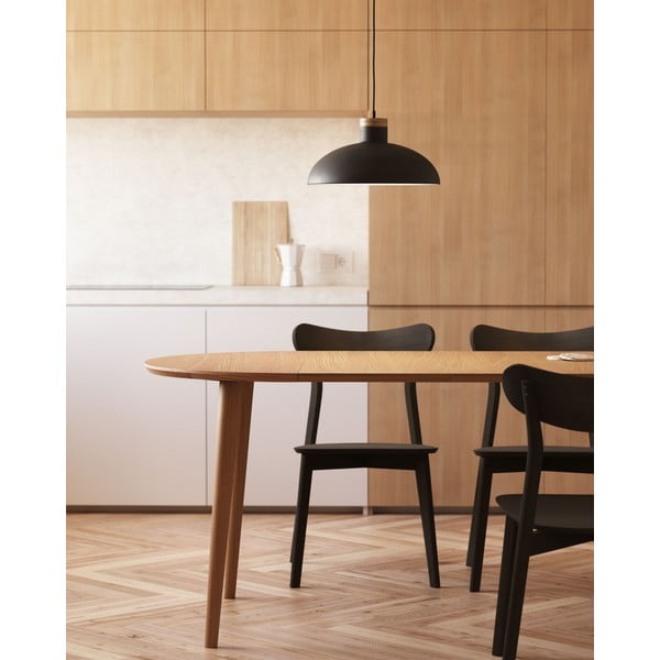 Okrogla raztegljiva jedilna miza v hrastovem dekorju ø 90 cm Oqui – Kave Home-image-2