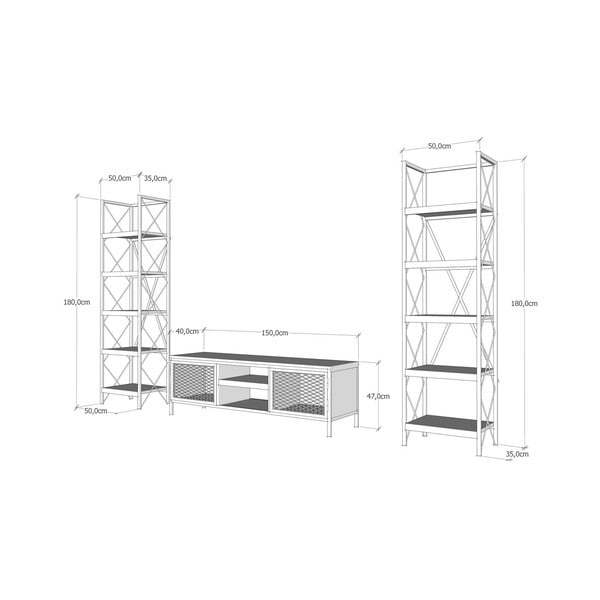 Televizijski komplet v sivi in naravni barvi 150x47 cm Maxim - Kalune Design-image-4