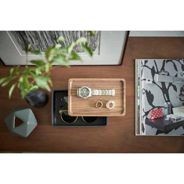 Črna škatla za shranjevanje s pokrovom 18,5x12,5x7 cm Rin – YAMAZAKI-image-1