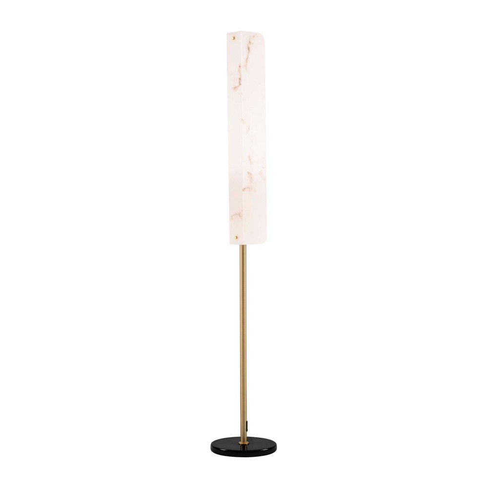 Kremno bela/medeninasta LED stoječa svetilka v marmornem dekorju (višina 160 cm) Aider