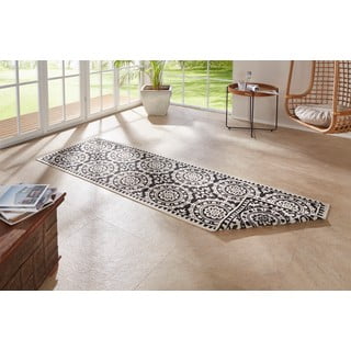 Črno-krem zunanja preproga NORTHRUGS Jardin, 80 x 350 cm