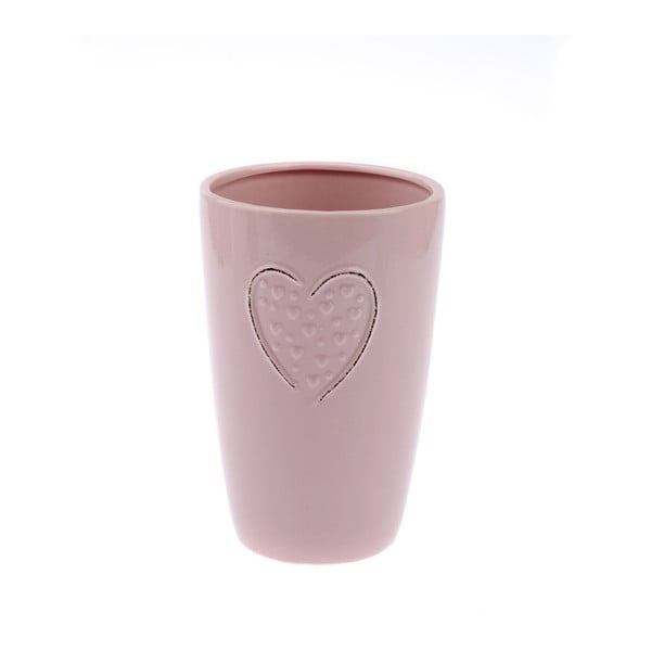 Roza keramična vaza Dakls Hearts Dots, višina 18,3 cm