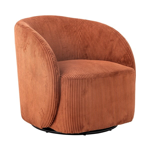 Oranžen fotelj z naslonom iz rebrastega žameta Pradi – Bloomingville
