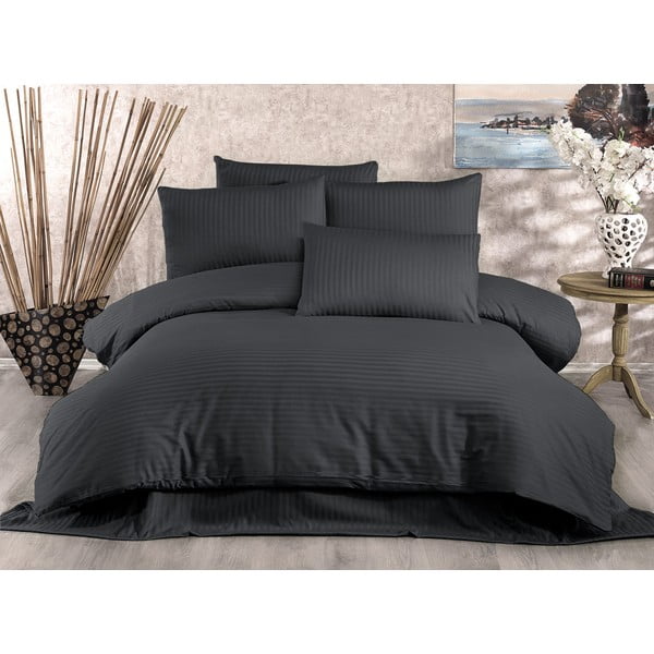 Antracitno siva posteljnina za zakonsko posteljo iz bombažnega satena 200x200 cm Lilyum – Mijolnir