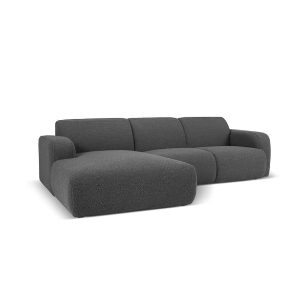 Temno siva kotna sedežna garnitura iz tkanine bouclé (levi kot) Molino – Micadoni Home-image-2