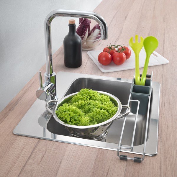 Jeklen odcejalnik posode v srebrni barvi – Metaltex-image-1