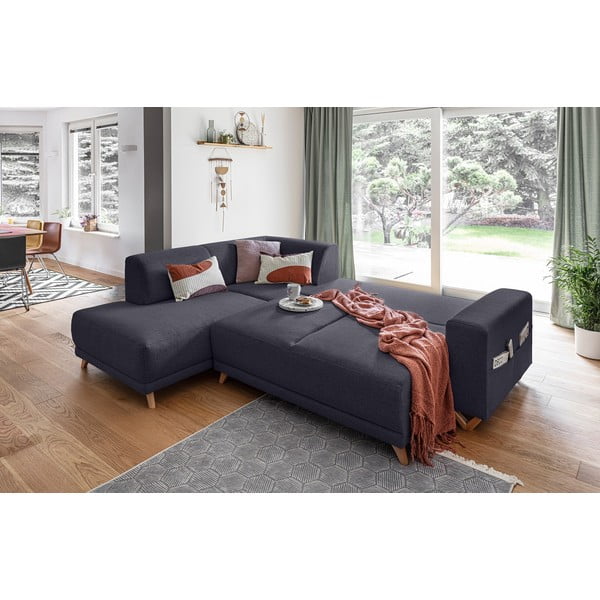 Antracitno siva raztegljiva/s prostorom za shranjevanje kotna sedežna garnitura (levi kot/v obliki črke L) Classy Sophie – Miuform-image-4