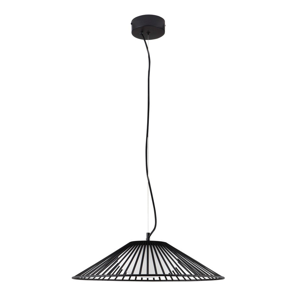 Mat črna kovinska LED viseča svetilka s steklenim senčilom ø 50 cm Brume