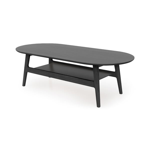 Črna mizica v hrastovem dekorju 60x130 cm Curved – Woodman-image-2