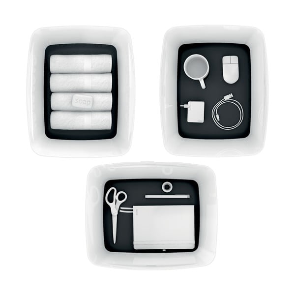 Belo-črna škatla za shranjevanje s pokrovom Leizt MyBox, 18 l-image-2