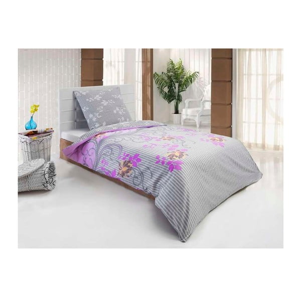 Satenasto posteljno perilo z vzglavnikom Hayat Pink, enojna postelja, 135x200 cm