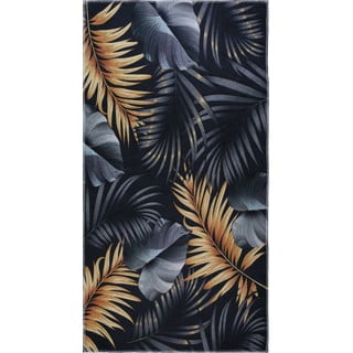 Temno moder/zlat pralen tekač 80x200 cm Midnight Leaves – Vitaus
