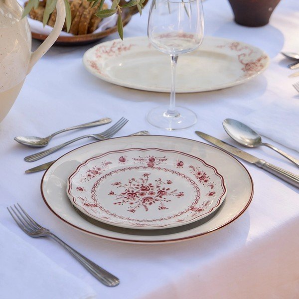 Rdeč/bel desertni krožnik iz kamenine ø 21 cm Vila – Costa Nova-image-1