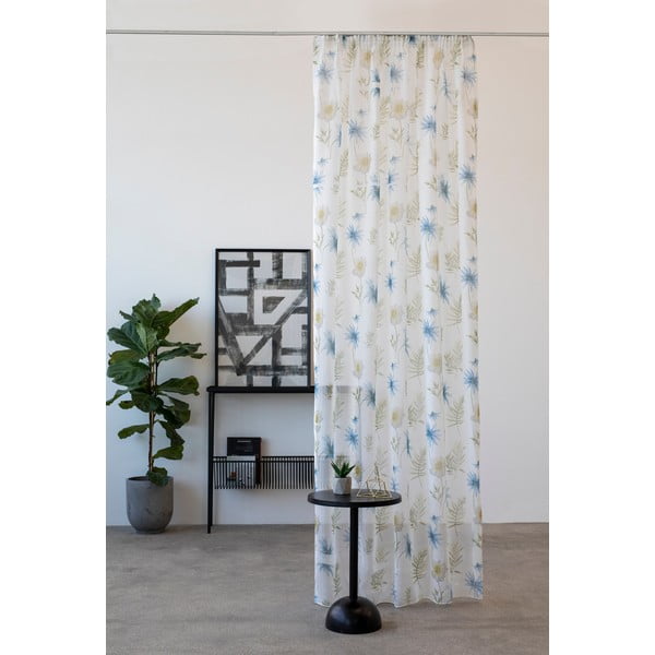 Bela/modra prosojna zavesa 140x260 cm Tropical – Mendola Fabrics
