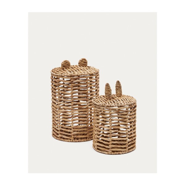 Otroške škatle za shranjevanje v kompletu 2 ks iz vodne hijacinte v naravni barvi ø 30x50 cm Venezia – Kave Home-image-2