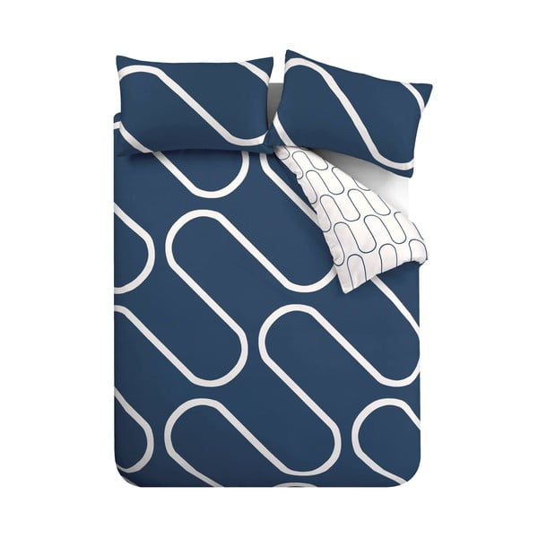 Belo-modra posteljnina 200x200 cm Linear Curve - Catherine Lansfield