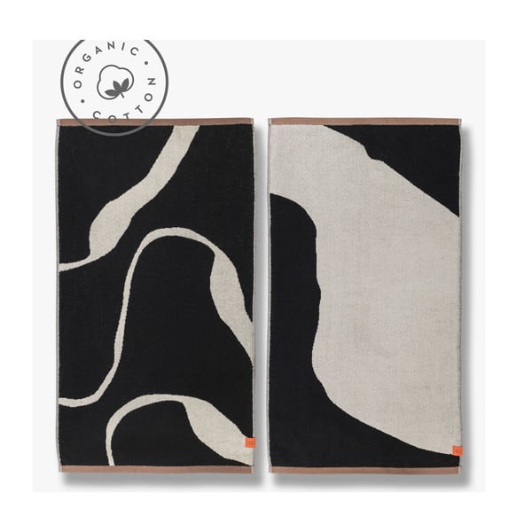 Črne/bele brisače iz organskega bombaža v kompletu 2 ks 50x90 cm Nova Arte – Mette Ditmer Denmark