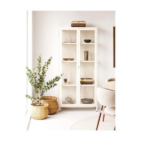 Kremno bela jeklena vitrina 80x175x35 cm Brisbane – House Nordic-image-1