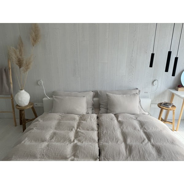 Bež enojna posteljnina iz muslina 135x200 cm Plain Muslin – Butter Kings-image-1