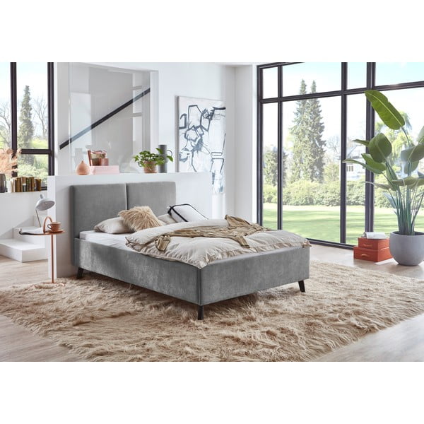 Siva oblazinjena zakonska postelja z letvenim dnom 140x200 cm Piano – Meise Möbel-image-1