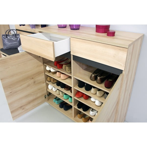 Omara za čevlje v bukovem dekorju s predali Lissabon - Germania-image-3